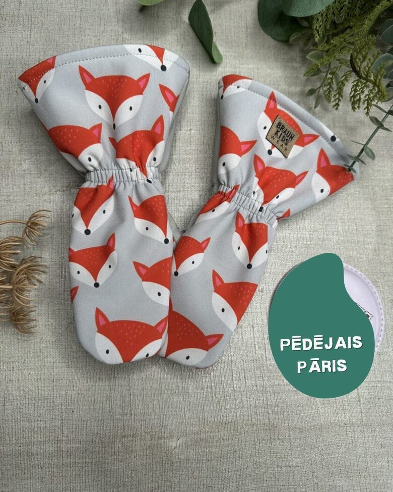 Starpsezonas softshell cimdi - Lapsas uz pelēka ar pelēku Nr.236 